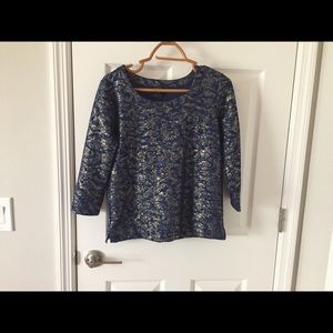 Ann Taylor blue and silver dress top